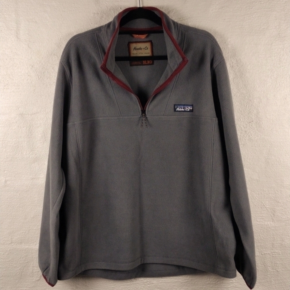 Hawke & Co Gray Funnel Neck 1/4 Zip Up Long Sleeve Fleece Pullover - Picture 4 of 9